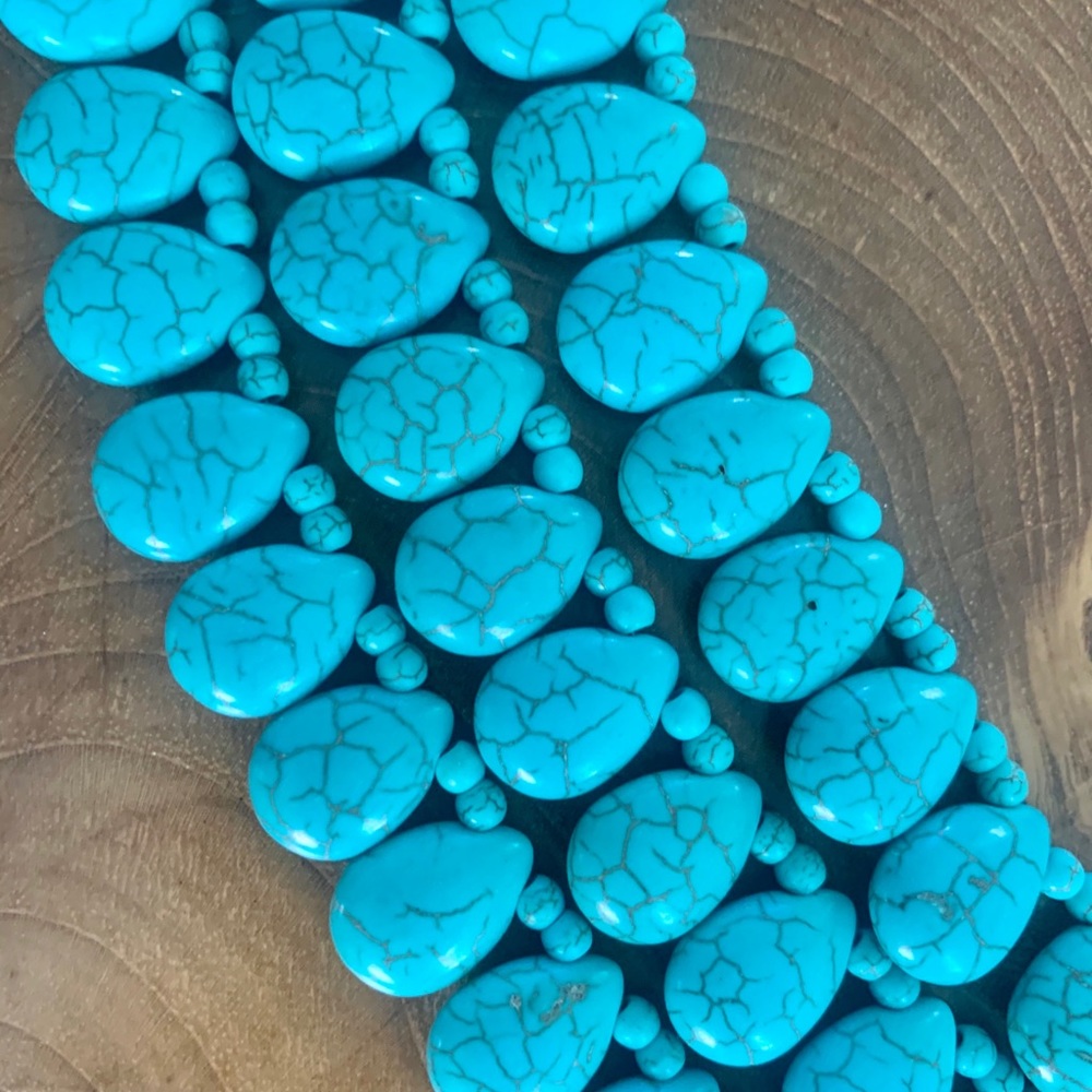 Turquoise Statement 3 Layered Chain Necklace - image 2